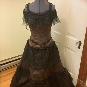 Copper / Brown Embellished Victorian Ballgown